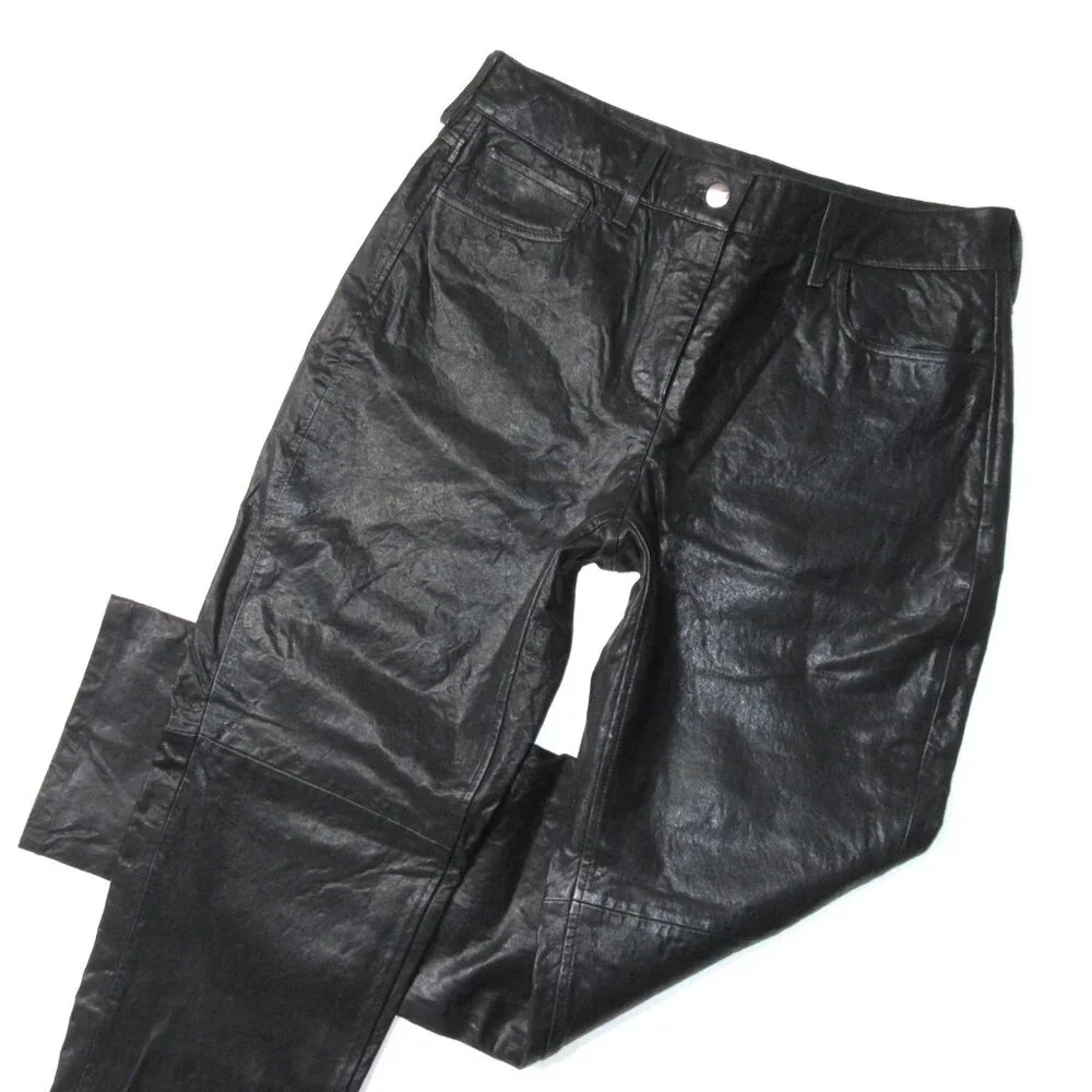 NWT J.Crew Collection Straight-leg Leather Pant in Black Heavyweight Relaxed 14